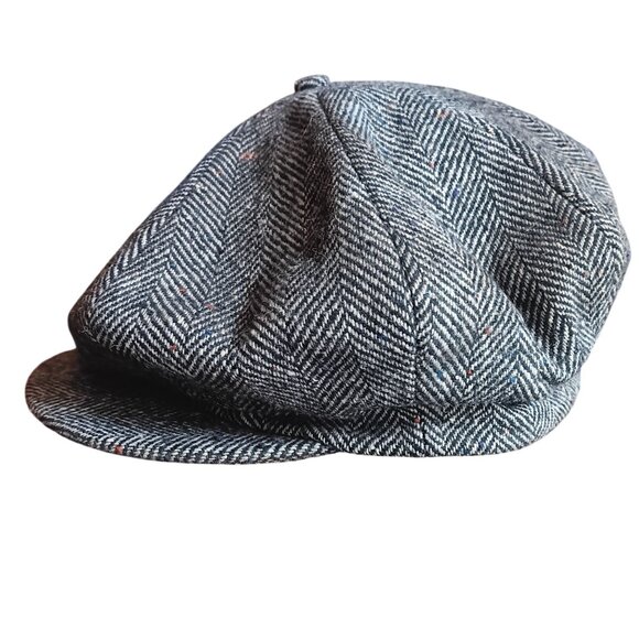 1930's Vintage J.C. Penney Waverly Caps sz 7 Men's Tweed Newsboy Cap Herringbone - Picture 9 of 10